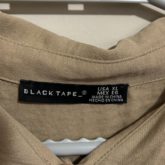 Dex Black tape beige linen shirt dress - Picture 5 of 9